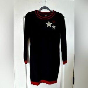 NWOT Tommy Hilfiger Sweater Dress. Embroidered stars and heart patches.